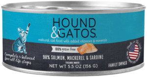Hound & Gatos Grain Free 98% Salmon, Mackerel & Sardine Recipe For Cats