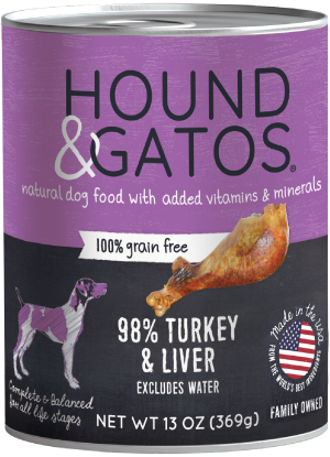 Hound & Gatos Grain Free 98% Turkey & Liver Recipe For Dogs