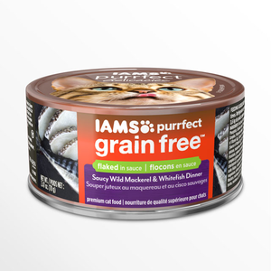 Iams Purrfect Grain Free Saucy Wild Mackerel & Whitefish Dinner Flaked In Sauce