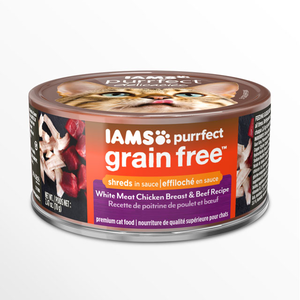 Iams Purrfect Grain Free White Meat Chicken Breast & Beef Recipe Shreds In Sauce