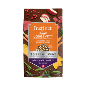 Instinct Raw Longevity Grain-Free Recipe With Real Beef For Adult 7+ Cats (Raw + Kibble)
