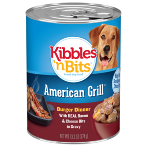 Kibbles 'n Bits American Grill Burger Dinner With Real Bacon & Cheese Bits In Gravy