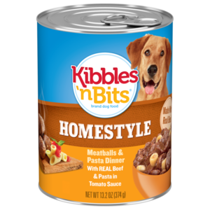 Kibbles 'n Bits Homestyle Meatballs & Pasta Dinner With Real Beef & Pasta In Tomato Sauce
