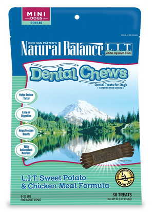 Natural Balance Dental Chews L.I.T. Sweet Potato & Chicken Meal Formula - Mini