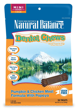 Natural Balance Dental Chews Pumpkin & Chicken Meal Formula With Papaya - Mini