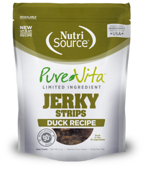 NutriSource Pure Vita Jerky Strips Duck Recipe