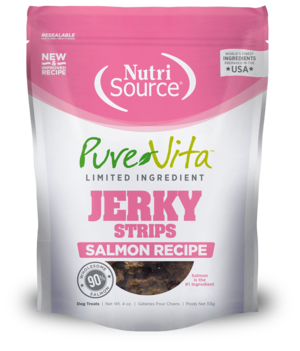 NutriSource Pure Vita Jerky Strips Salmon Recipe