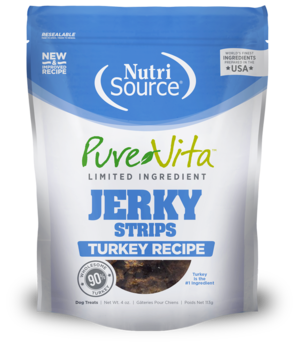 NutriSource Pure Vita Jerky Strips Turkey Recipe