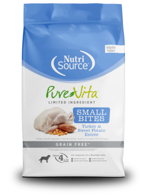 NutriSource Pure Vita Small Bites Turkey & Sweet Potato Entrée