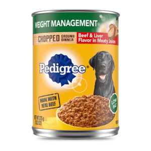 Pedigree Weight Management Chopped Ground Dinner Beef & Liver Flavor In Meaty Juices