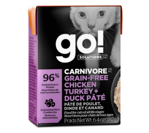 Petcurean Go! Solutions (Carnivore) Grain-Free Chicken, Turkey + Duck Pate For Cats