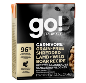 Petcurean Go! Solutions (Carnivore) Grain-Free Shredded Lamb + Wild Boar Recipe For Dogs