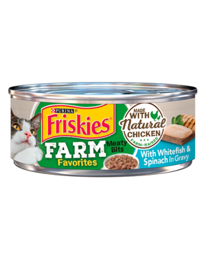 Purina Friskies Farm Favorites Meaty Bits With Whitefish & Spinach In Gravy