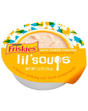Purina Friskies Lil' Soups With Flaked Chicken In A Velvety Tuna Broth