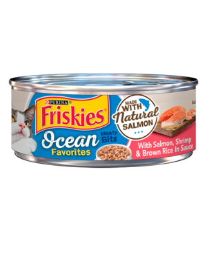 Purina Friskies Ocean Favorites Meaty Bits With Salmon, Shrimp & Brown Rice In Sauce