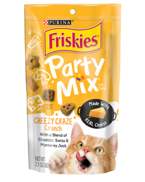 Purina Friskies Party Mix Cheezy Craze Crunch With A Blend Of Cheddar, Swiss & Monterey Jack