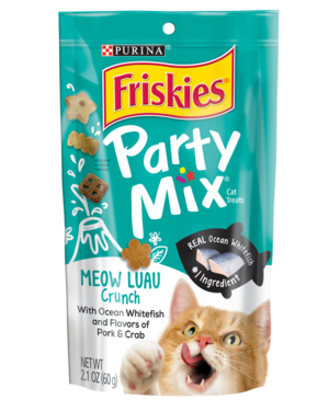 Purina Friskies Party Mix Meow Luau Crunch With Ocean Whitefish & Flavors of Pork & Crab