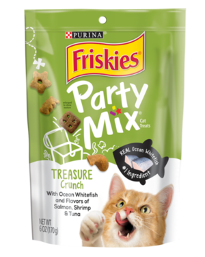Purina Friskies Party Mix Treasure Crunch With Ocean Whitefish and Flavors of Salmon, Shrimp & Tuna