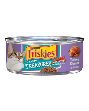 Purina Friskies Tasty Treasures Accented With Bacon Turkey Dinner In Gravy