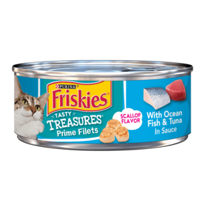 Purina Friskies Tasty Treasures Prime Filets Scallop Flavor With Ocean Fish & Tuna In Sauce