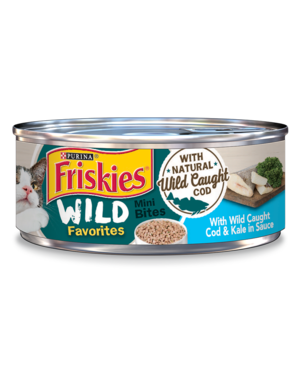 Purina Friskies Wild Favorites With Wild Caught Cod & Kale In Sauce (Mini Bites)