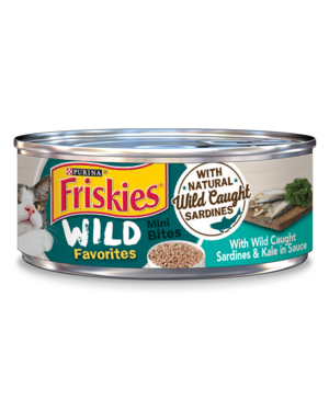Purina Friskies Wild Favorites With Wild Caught Sardines & Kale In Sauce (Mini Bites)