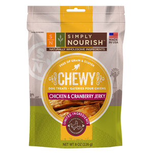 Simply Nourish Chewy Treats Chicken & Cranberry Jerky For Dogs