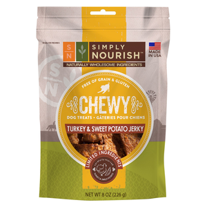 Simply Nourish Chewy Treats Turkey & Sweet Potato Jerky For Dogs