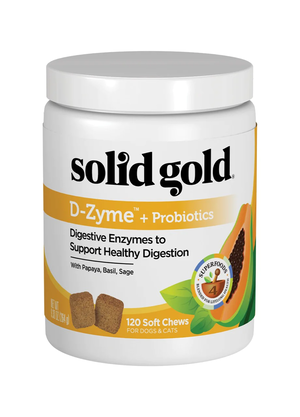 Solid Gold Digestive Supplement for Dogs & Cats D-Zyme + Probiotics