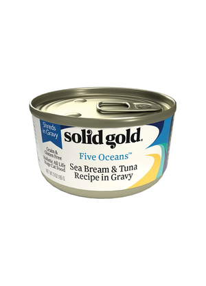 Solid Gold Five Oceans Sea Bream & Tuna Recipe Shreds In Gravy