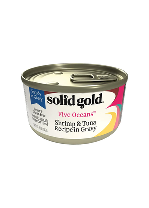 Solid Gold Five Oceans Shrimp & Tuna Recipe Shreds In Gravy
