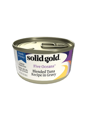 Solid Gold Five Oceans Blended Tuna Recipe Shreds In Gravy