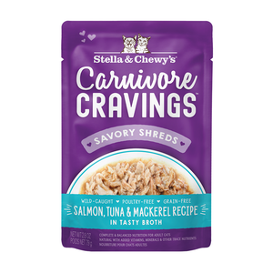 Stella and Chewy's Carnivore Cravings Salmon, Tuna & Mackerel Recipe (Savory Shreds)