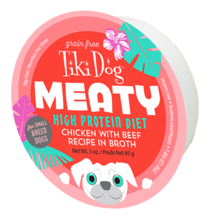Tiki Dog Meaty High Protein Diet Chicken With Beef Recipe In Broth For Small Breed Dogs