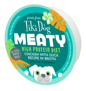Tiki Dog Meaty High Protein Diet Chicken With Duck Recipe In Broth For Small Breed Dogs