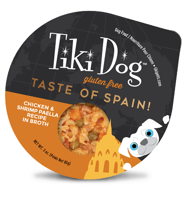 Tiki Dog Taste of Spain Chicken & Shrimp Paella Recipe In Broth