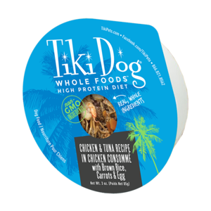 Tiki Dog Whole Foods Chicken & Tuna Recipe In Chicken Consomme With Brown Rice, Carrot & Egg