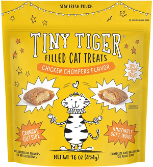 Tiny Tiger Filled Cat Treats Chicken Chompers Flavor