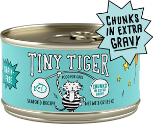 Tiny Tiger Grain-Free Chunks In Extra Gravy Seafood Recipe