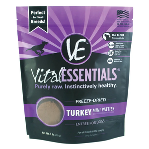 Vital Essentials Freeze-Dried Dog Food Turkey Mini Patties