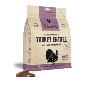 Vital Essentials Frozen Raw Turkey Entree Cat Food Mini Patties