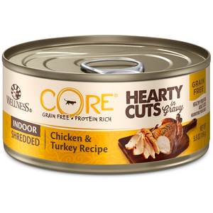 Wellness Core Hearty Cuts In Gravy Shredded Chicken & Turkey Recipe For Indoor Cats
