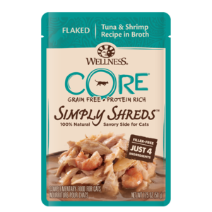 Wellness Core Simply Shreds Flaked Tuna & Shrimp Recipe In Broth