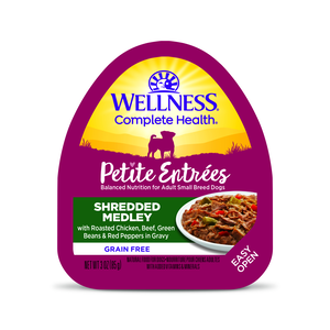Wellness Petite Entrees Shredded Medley With Roasted Chicken, Beef, Green Beans & Red Peppers In Gravy