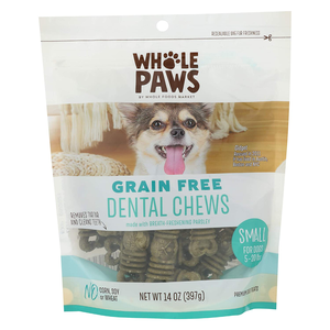 Whole Paws (Whole Foods Market) Dental Chews Grain Free Breath-Freshening Parsley Recipe For Small Dogs