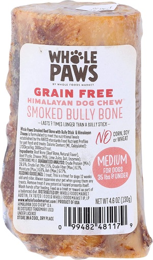 Whole Paws (Whole Foods Market) Dog Chews Grain Free Himalayan Dog Chew Smoked Bully Bone