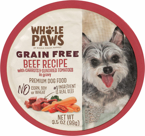 Whole Paws (Whole Foods Market) Premium Dog Food Grain Free Beef Recipe With Carrots & Sundried Tomatoes In Gravy