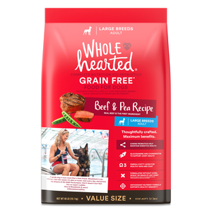 WholeHearted Grain Free Dry Dog Food Beef & Pea Recipe For Large Breed Dogs
