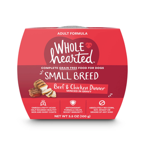 WholeHearted Grain Free Small Breed Beef & Chicken Dinner Minced In Gravy