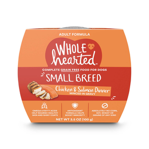 WholeHearted Grain Free Small Breed Chicken & Salmon Dinner Minced In Gravy